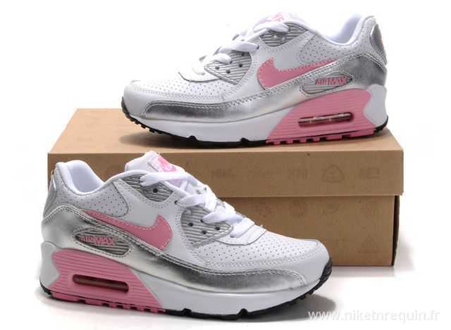rose blanc et gris chaussures Nike Air Max 90 (2)